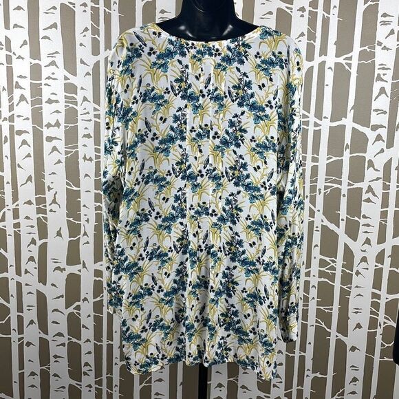 J. Jill Botanical Floral Bird Print High Low Hem Blouse XL - Picture 5 of 8